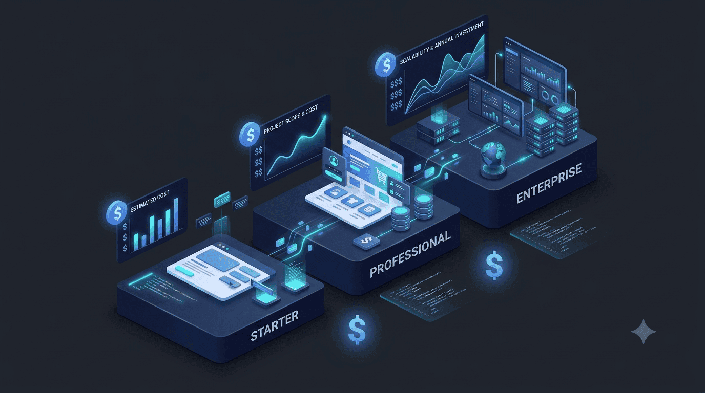Web development cost visualization and pricing breakdown